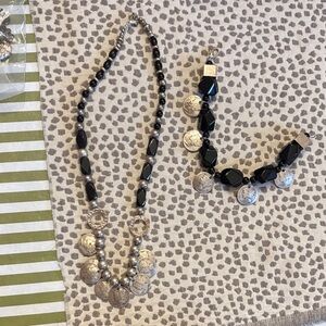 Mercury Dime Black and Silver Necklace, Bracelet, and earring Set